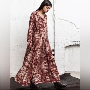 Nicholas K Santana Dress Crinkle Tie Dye Flowy Boho Festival Cotton Maxi Dress L